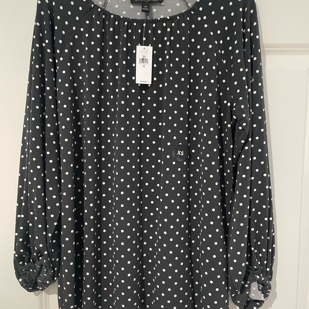 Banana Republic Black and White Polka Dot Blouse XS